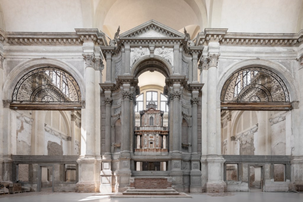 From Ocean Space website: Internal view of the Church of San Lorenzo, Ocean Space, 2020. Photo: Marco Cappelletti © TBA21–Academy
